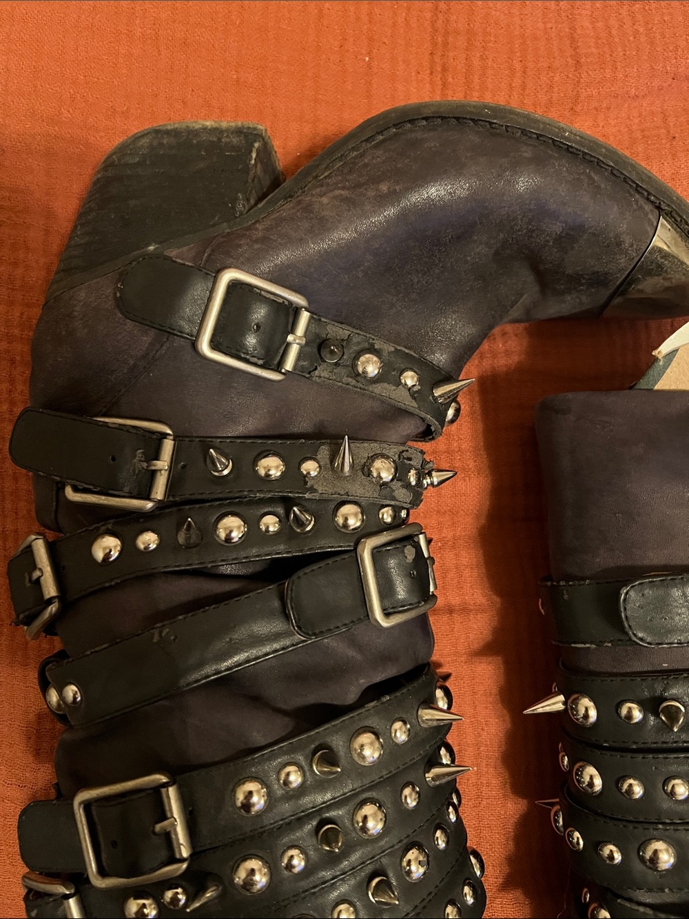 Jeffrey Campbell Black Studded Buckle Mid-Calf Boots with Metallic Toe - Picture 5 of 7